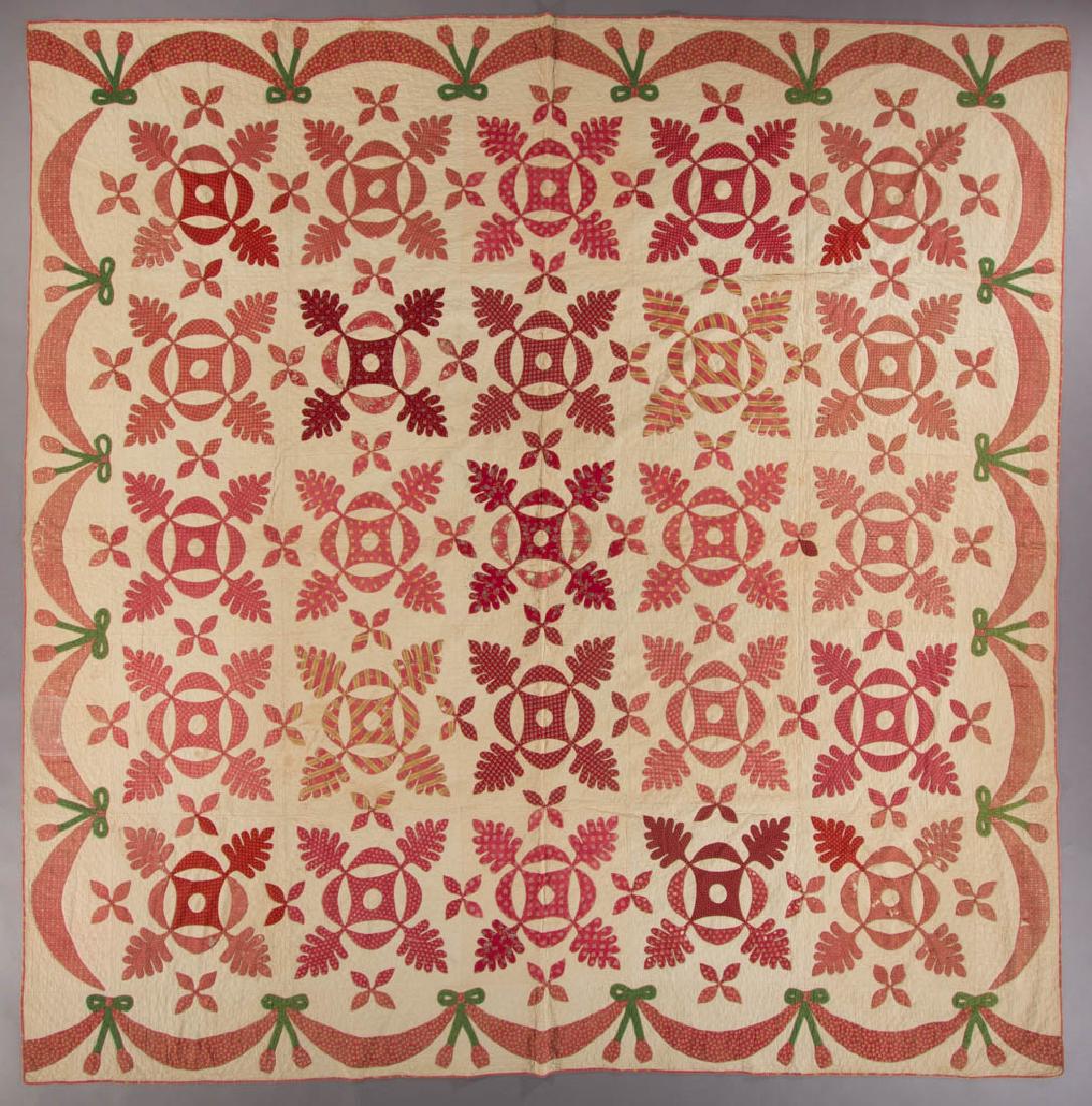 AMERICAN OAK LEAF AND REEL FRIENDSHIP APPLIQUE QUILT (1 of 10)