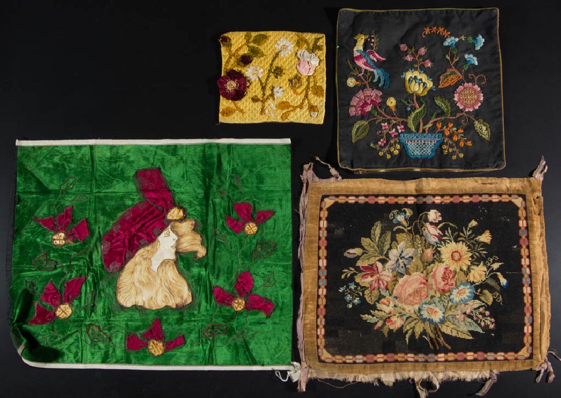 ASSORTED NEEDLEWORK AND OTHER TEXTILES, LOT OF 11 (1 of 3)