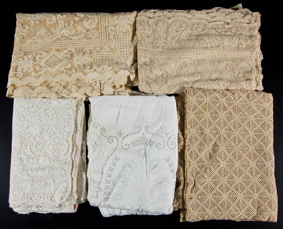 ASSORTED VINTAGE TABLE CLOTHES, LOT OF FIVE (1 of 1)