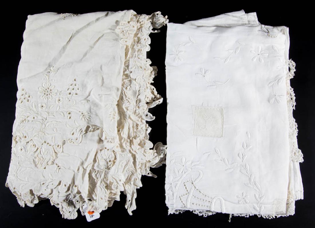 VINTAGE EMBROIDERED BED COVERS, LOT OF TWO (1 of 1)