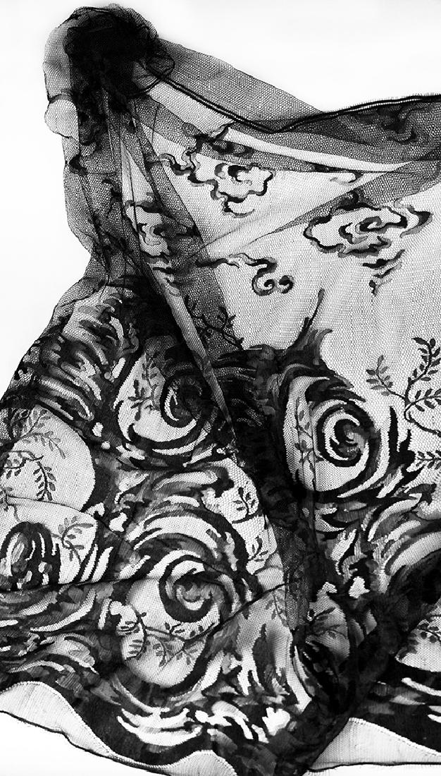 EXCEPTIONAL 1920'S BLACK SILK LACE YARDAGE (1 of 6)