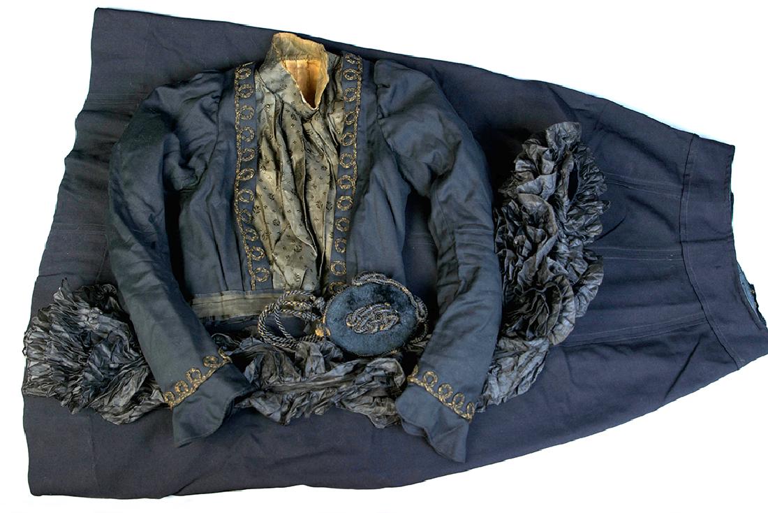 ASSORTED EDWARDIAN CLOTHING ARTICLES, LOT OF FOUR: ASSORTED EDWARDIAN CLOTHING ARTICLES, LOT OF FOUR, comprising one black accordion-pleated and ruffled sheer silk chiffon neck scarf, the ruffles gathered on approximately 1 1/2" interior band fitting 