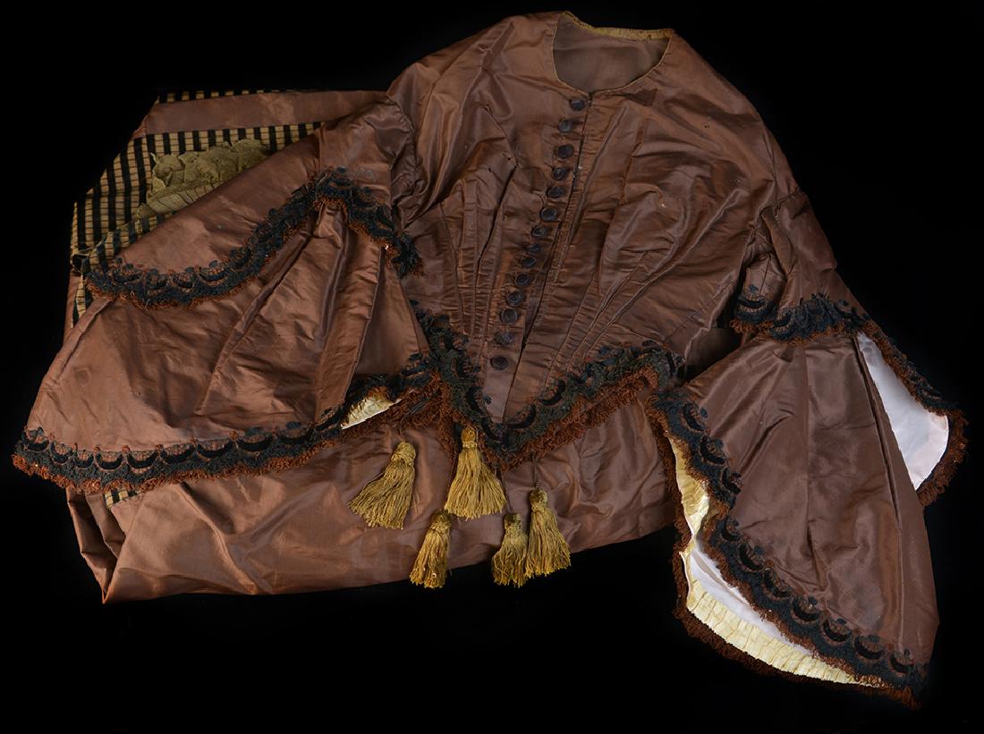 VICTORIAN SILK TAFFETA TWO-PIECE BUSTLE DRESS (1 of 3)