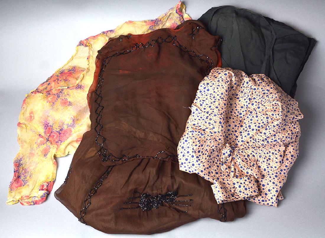 1920'S SILK CHIFFON, BEADED, AND PLEATED DRESSES, LOT (1 of 6)