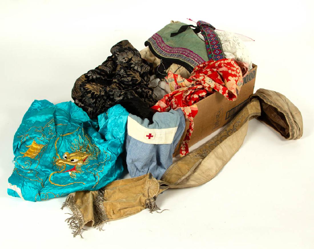 ASSORTED ANTIQUE AND VINTAGE CLOTHING, UNCOUNTED BOX (1 of 1)