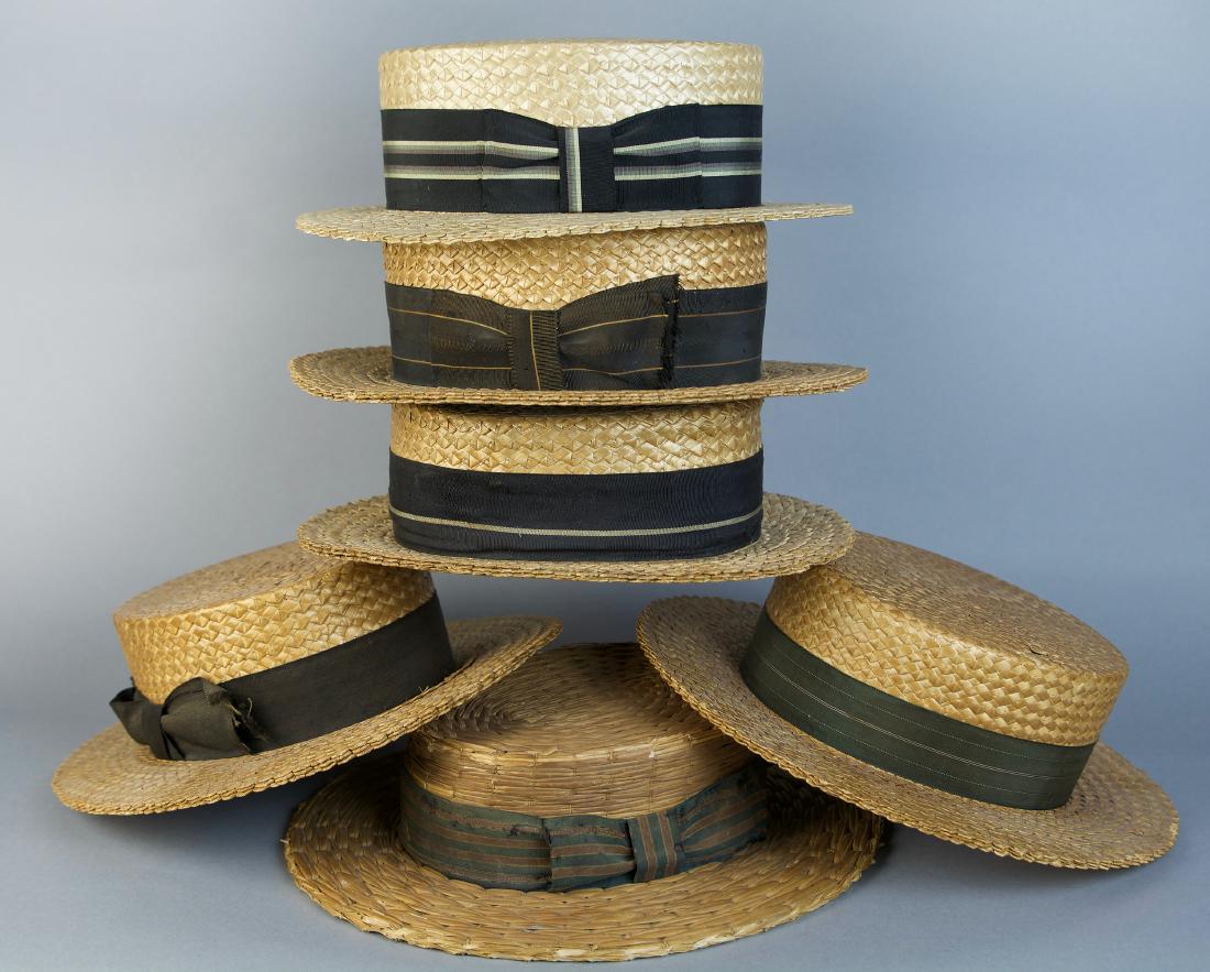 ASSORTED MAN'S STRAW BOATER HATS, LOT OF SIX (1 of 1)