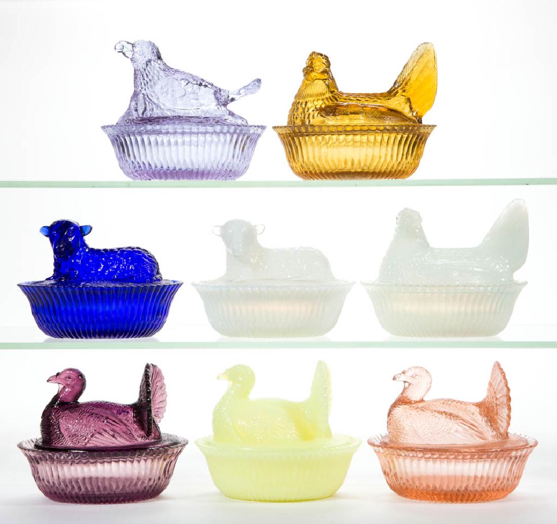 DEGENHART GLASS COVERED DISHES, LOT OF EIGHT (1 of 1)