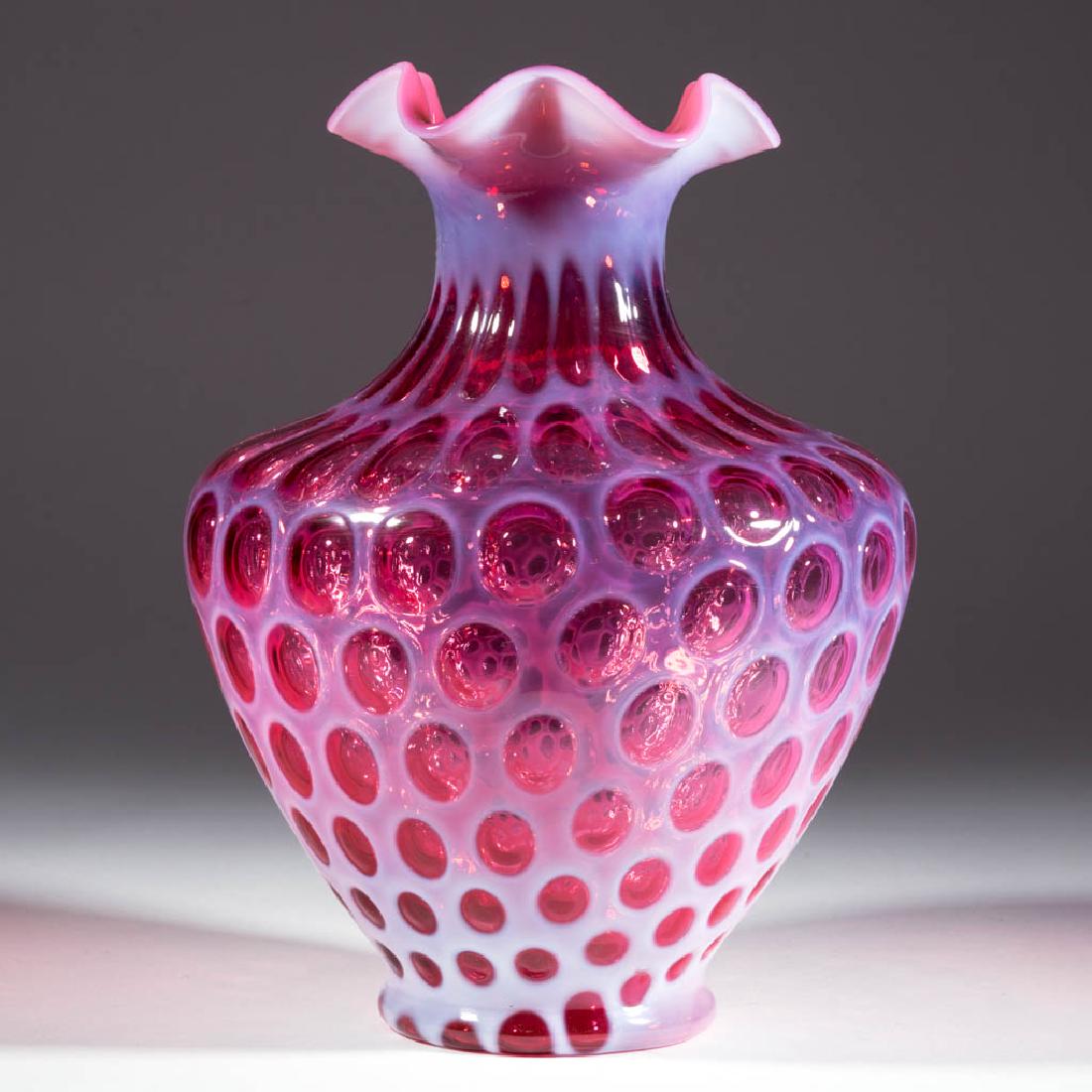 FENTON HONEYCOMB OPALESCENT LARGE VASE (1 of 1)