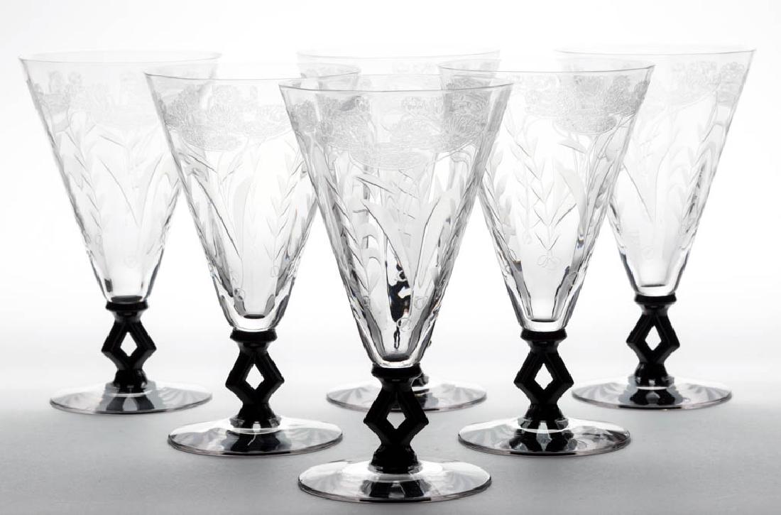 MORGANTOWN ART MODERNE ENGRAVED AND ETCHED GOBLETS, LOT (1 of 1)