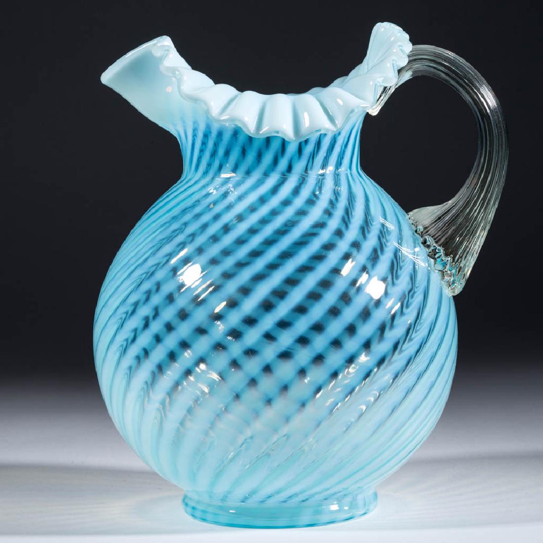 L. G. WRIGHT SWIRL OPALESCENT WATER PITCHER (1 of 1)