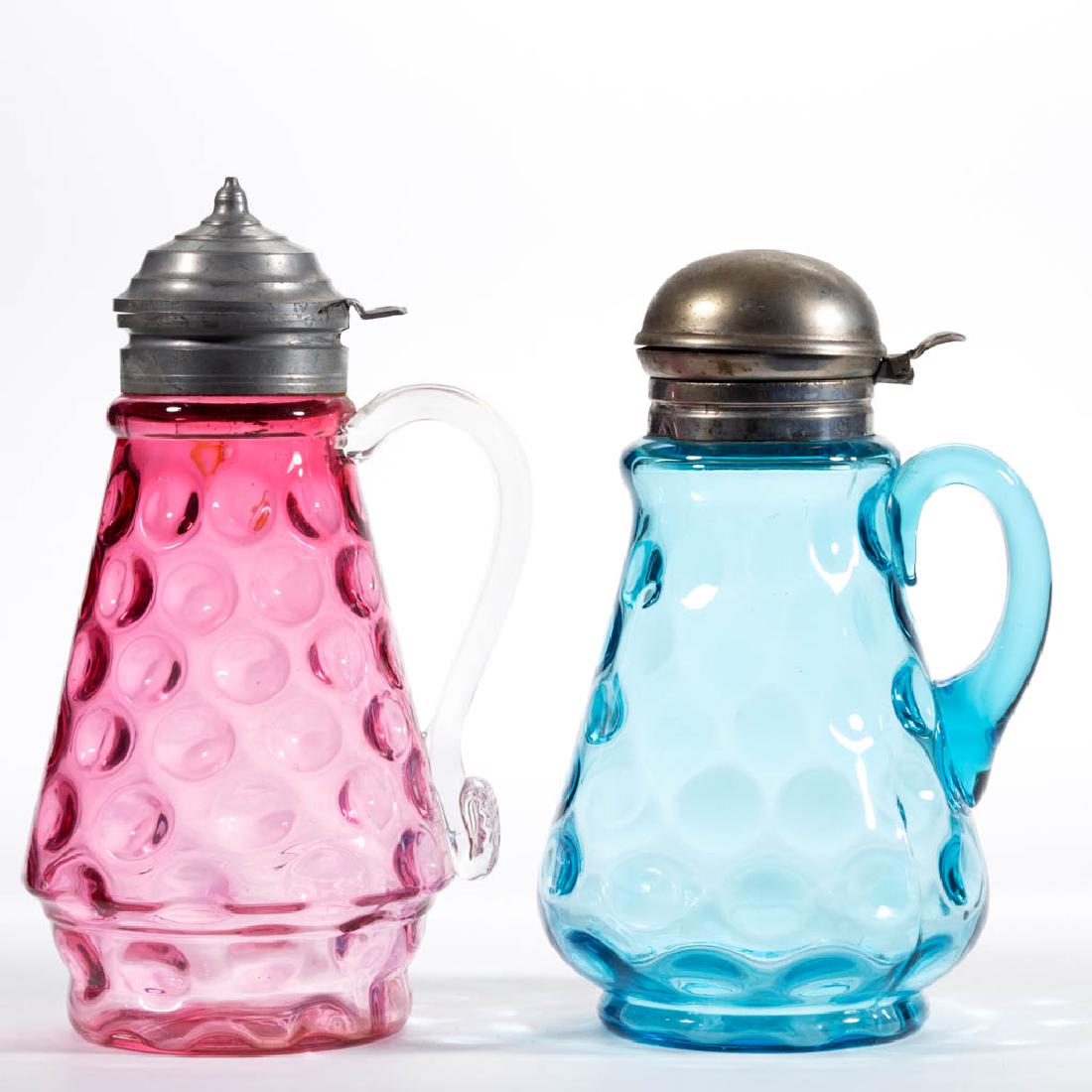 VICTORIAN SPOT-OPTIC GLASS SYRUP PITCHERS, LOT OF TWO (1 of 1)