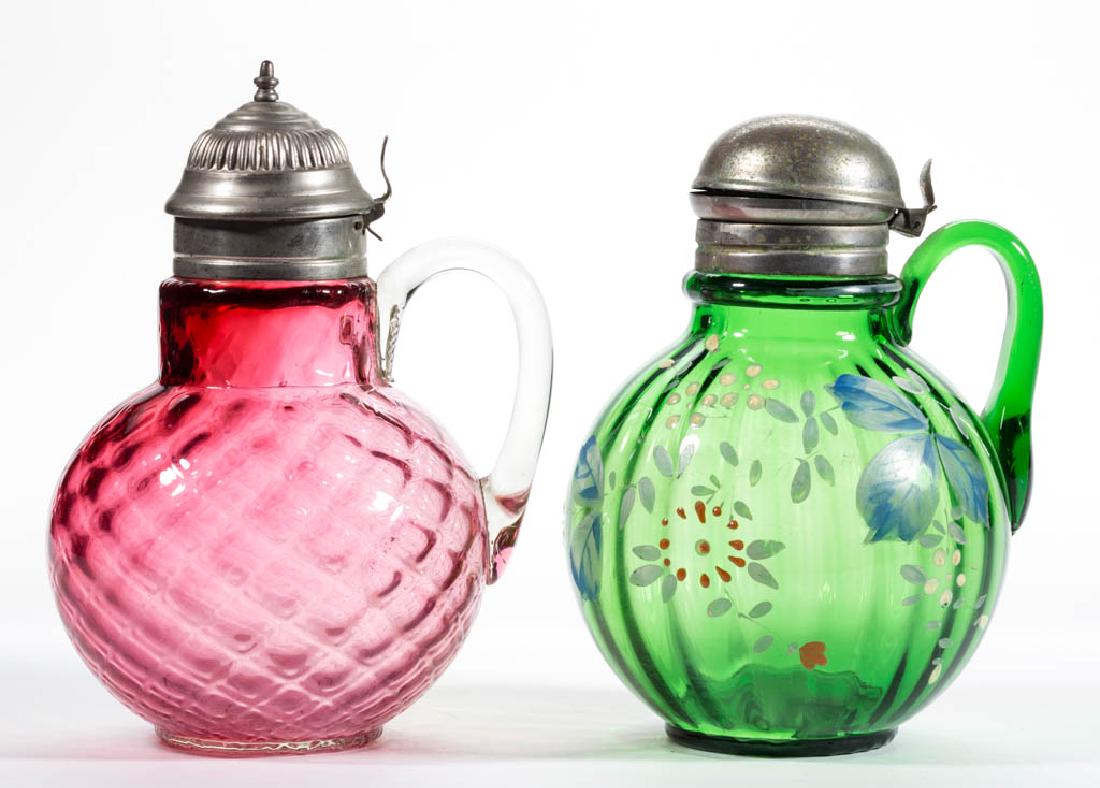 ASSORTED VICTORIAN GLASS SYRUP PITCHERS, LOT OF TWO (1 of 1)