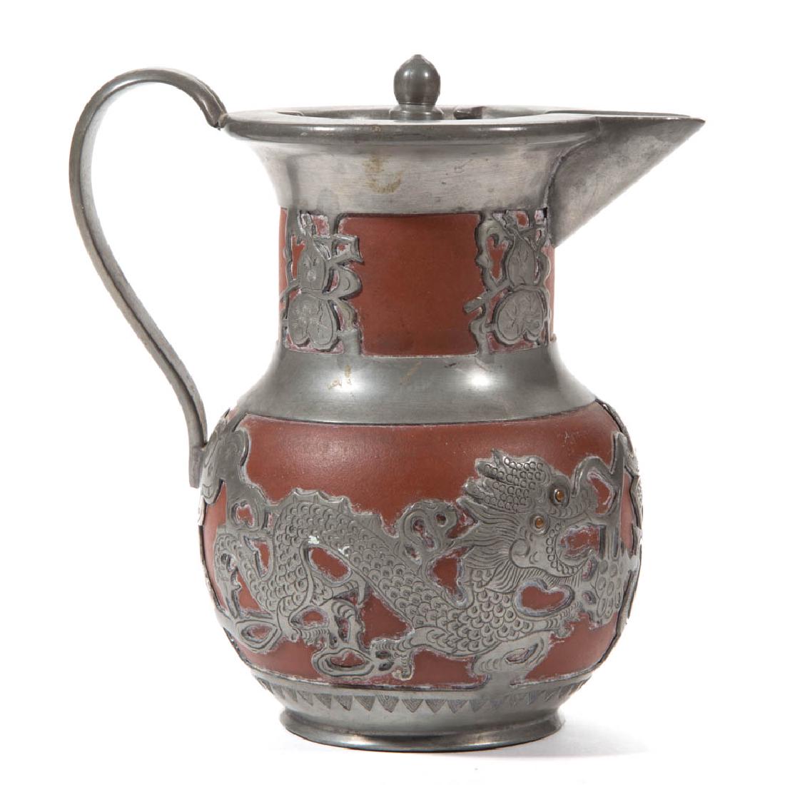 CHINESE YIXING ZISHA AND PEWTER MOUNTED JUG (1 of 4)