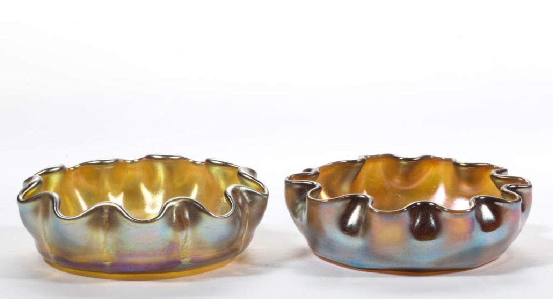 TIFFANY FAVRILE IRIDESCENT ART GLASS OPEN SALTS, LOT OF (1 of 1)