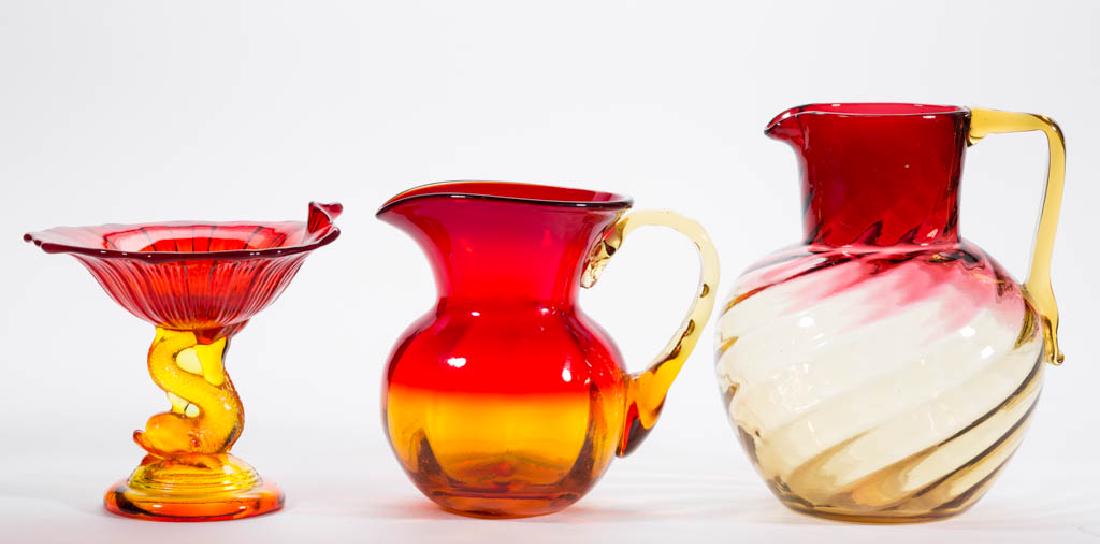 ASSORTED AMBERINA GLASS ARTICLES, LOT OF THREE (1 of 1)