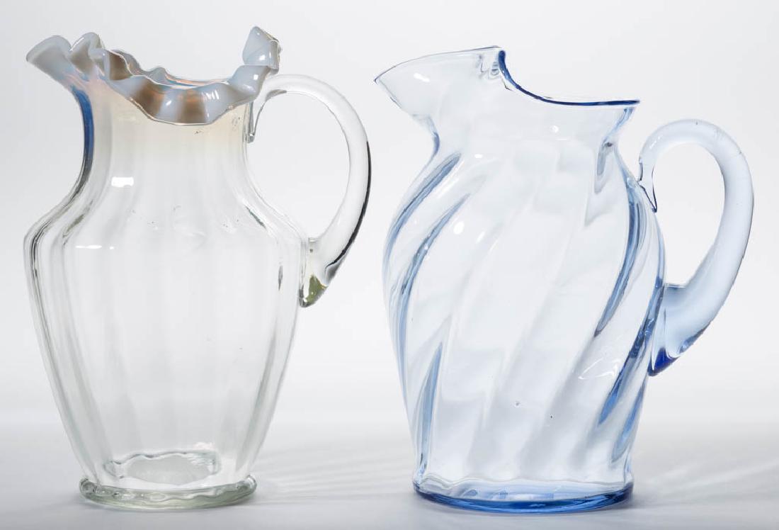 ASSORTED BLOWN OPTIC GLASS WATER PITCHERS, LOT OF TWO (1 of 1)