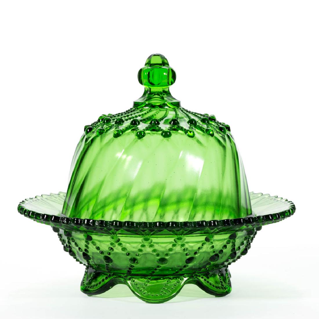 GREENTOWN NO. 350 / CORD DRAPERY COVERED BUTTER DISH (1 of 1)