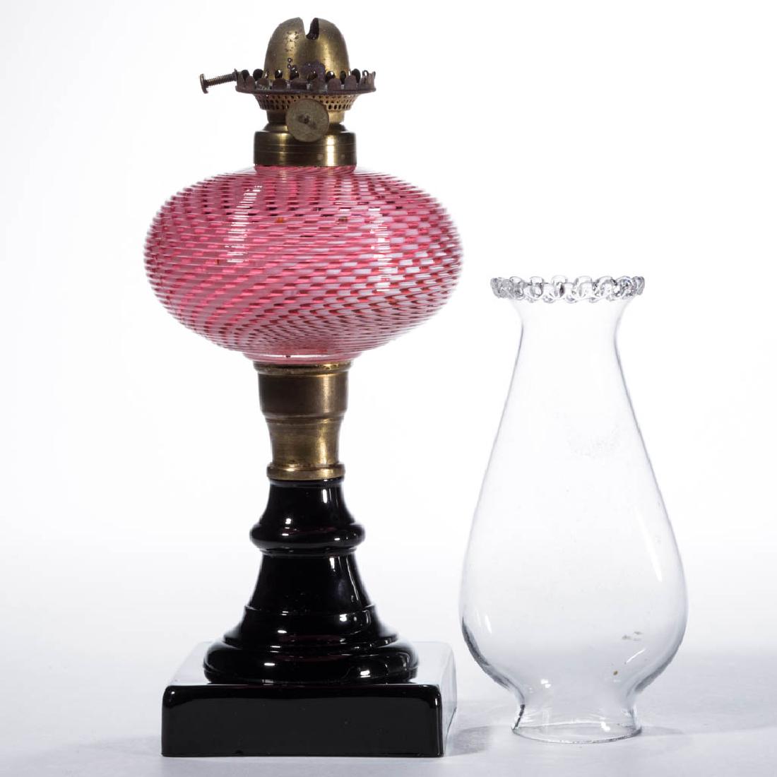 REED OVAL FONT KEROSENE STAND LAMP (1 of 1)