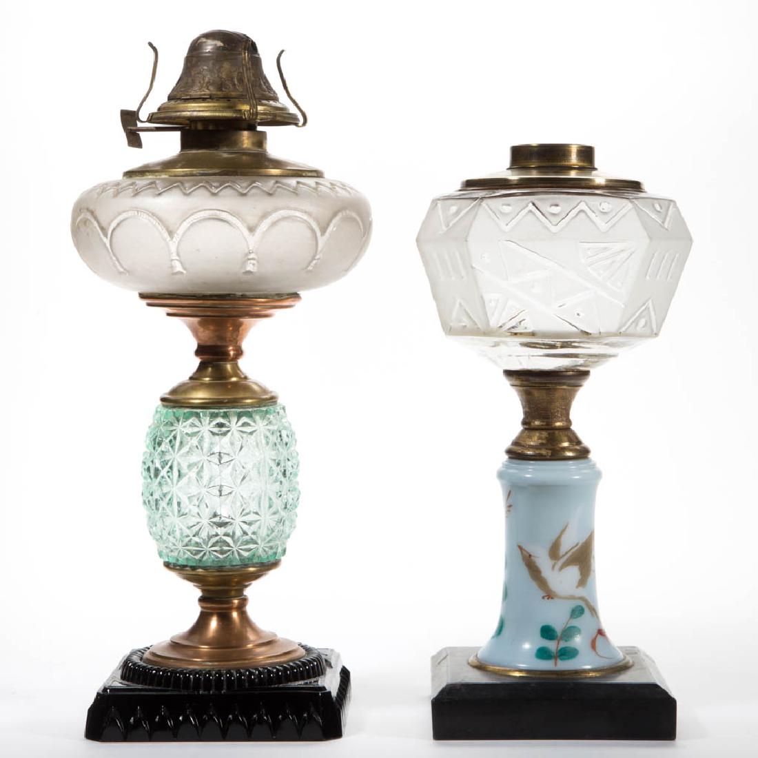 ASSORTED COMPOSITE KEROSENE STAND LAMPS, LOT OF TWO (1 of 1)