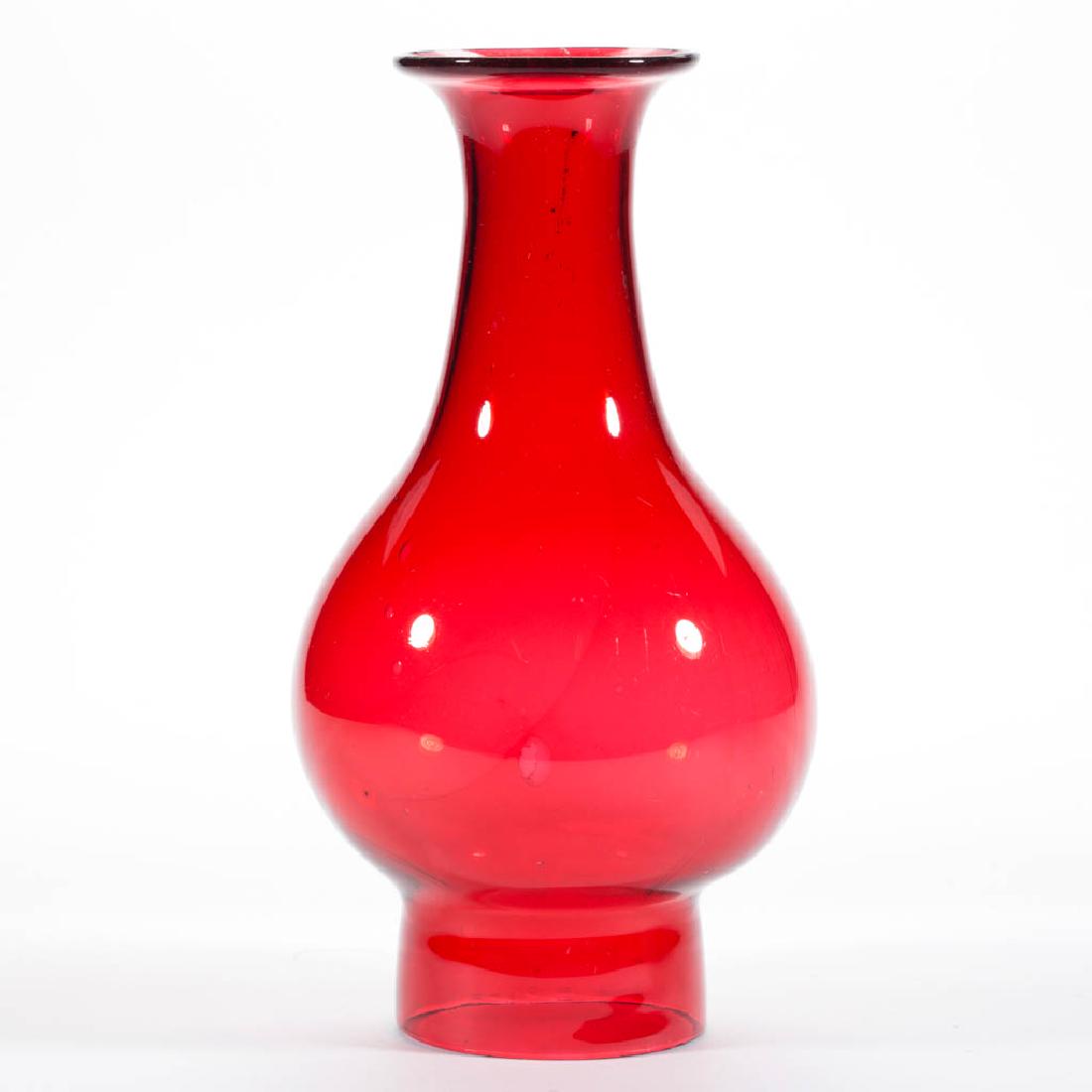 BLOWN RUBY CASED GLASS LAMP CHIMNEY (1 of 1)