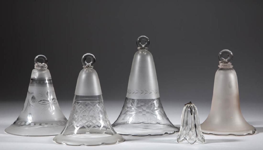 FREE-BLOWN AND DECORATED SMOKE BELLS, LOT OF FIVE (1 of 1)