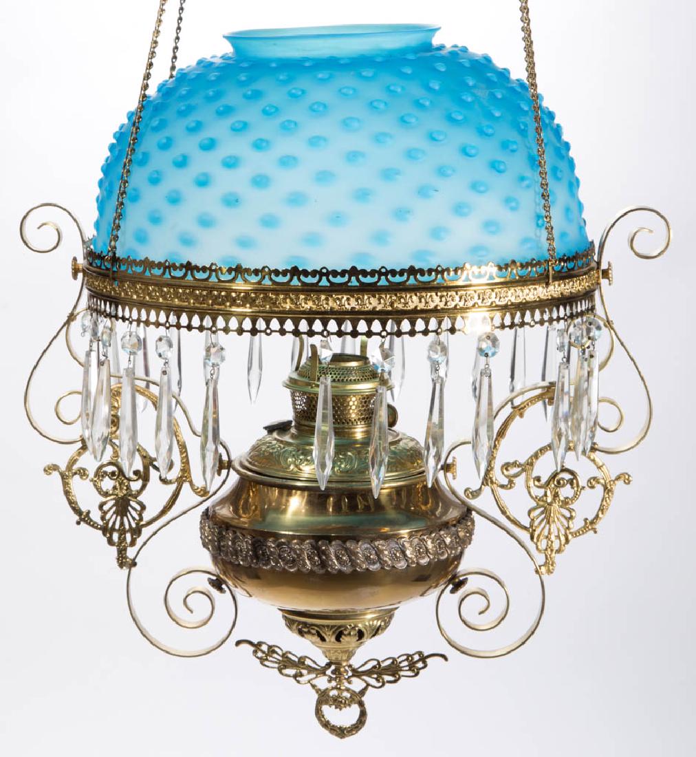 BRADLEY AND HUBBARD BRASS AND GLASS HANGING / LIBRARY (1 of 2)