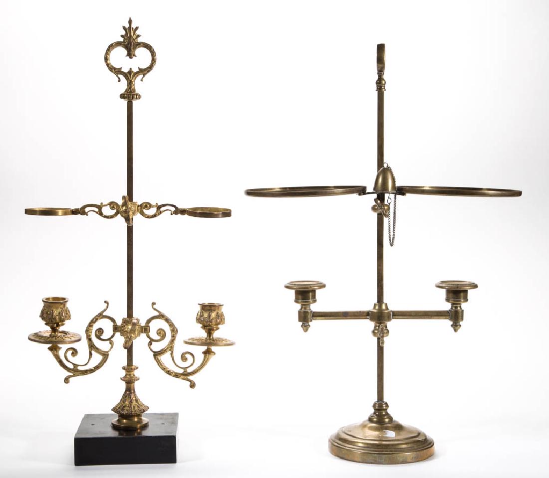 CAST-METAL DOUBLE-ARM CANDLE LAMPS, LOT OF TWO (1 of 1)