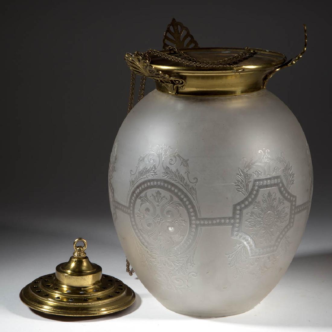 FROSTED AND ACID-ETCHED GLASS HALL LAMP (1 of 1)