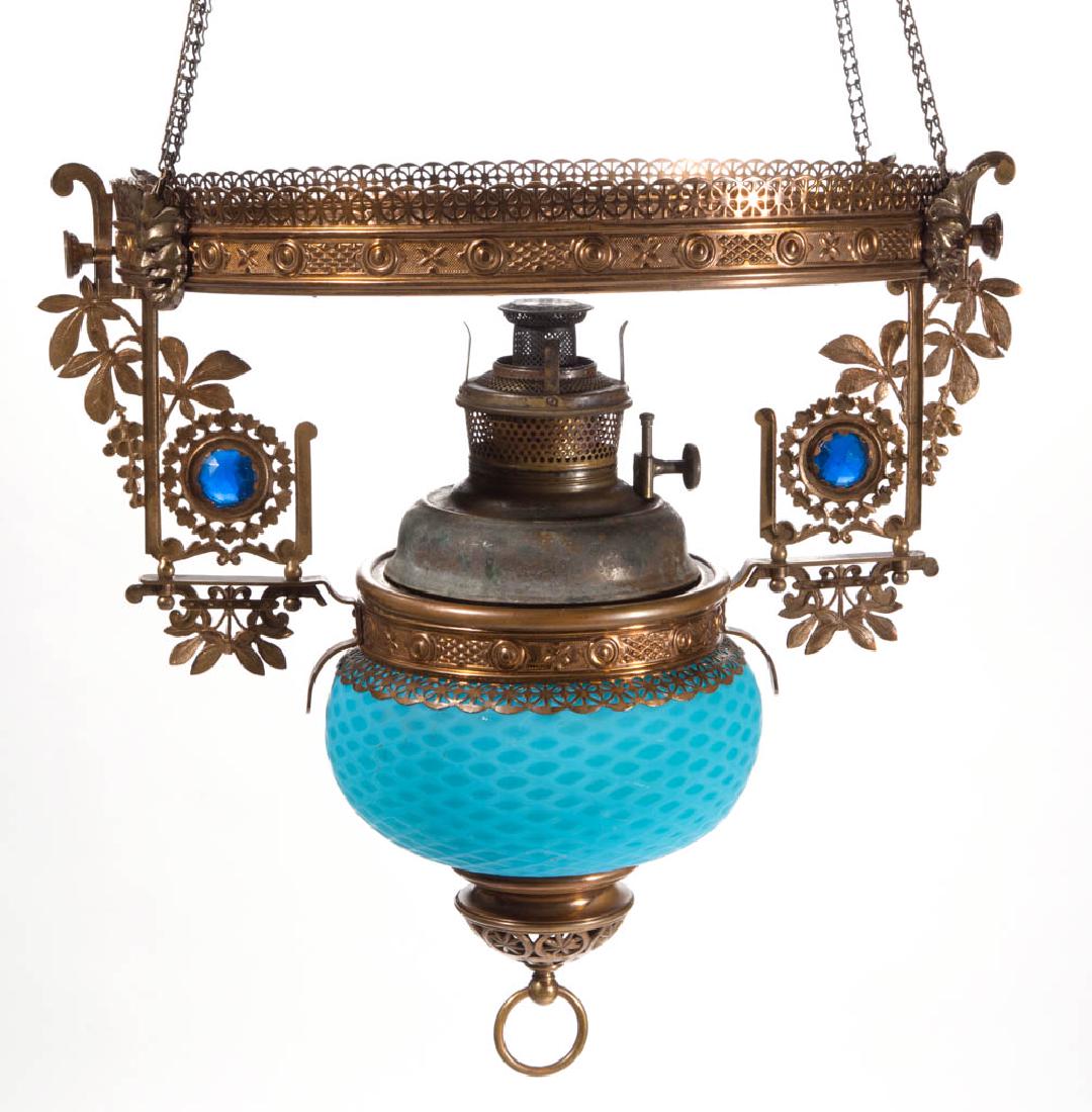 EDWARD MILLER DIAMOND-QUILT HANGING / LIBRARY LAMP (1 of 2)