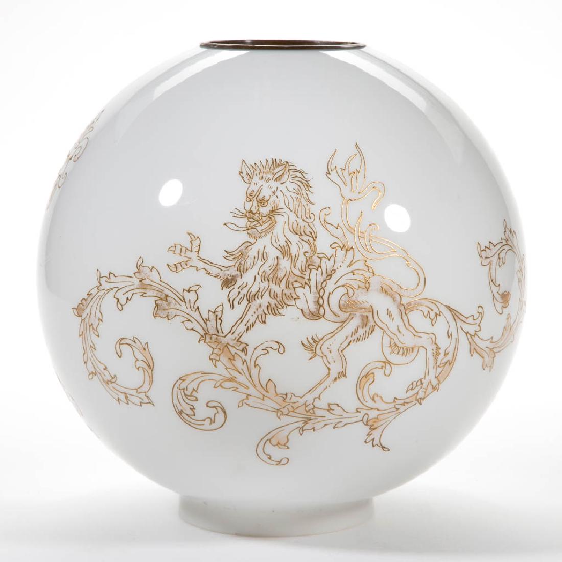 VICTORIAN GRIFFIN GILT-DECORATED BALL-FORM LAMP SHADE (1 of 1)