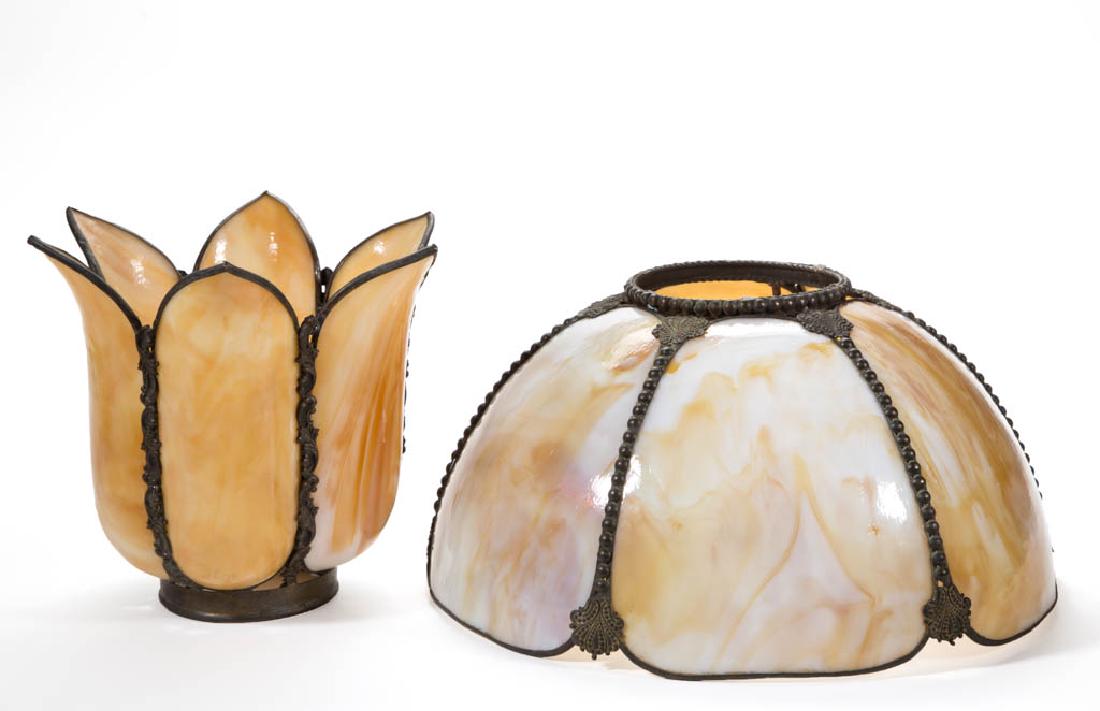 ASSORTED SLAG GLASS LAMP SHADES, LOT OF TWO (1 of 1)