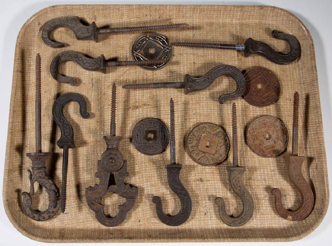 ASSORTED CAST-IRON CEILING HOOKS, LOT OF TEN (1 of 1)