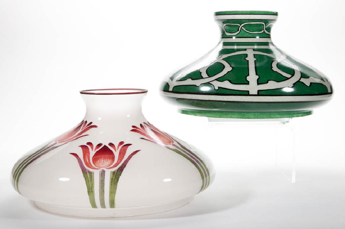 ASSORTED VICTORIAN FROSTED GLASS LAMP SHADES, LOT OF (1 of 1)