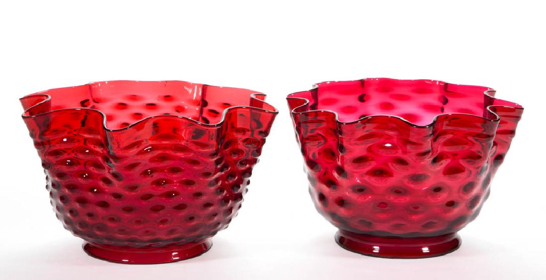 VICTORIAN HOBNAIL / DEW DROP GAS SHADES, LOT OF TWO (1 of 1)