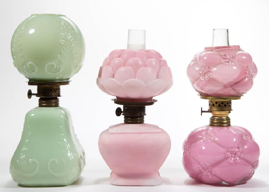 ASSORTED COLORED GLASS MINIATURE LAMPS, LOT OF THREE (1 of 1)