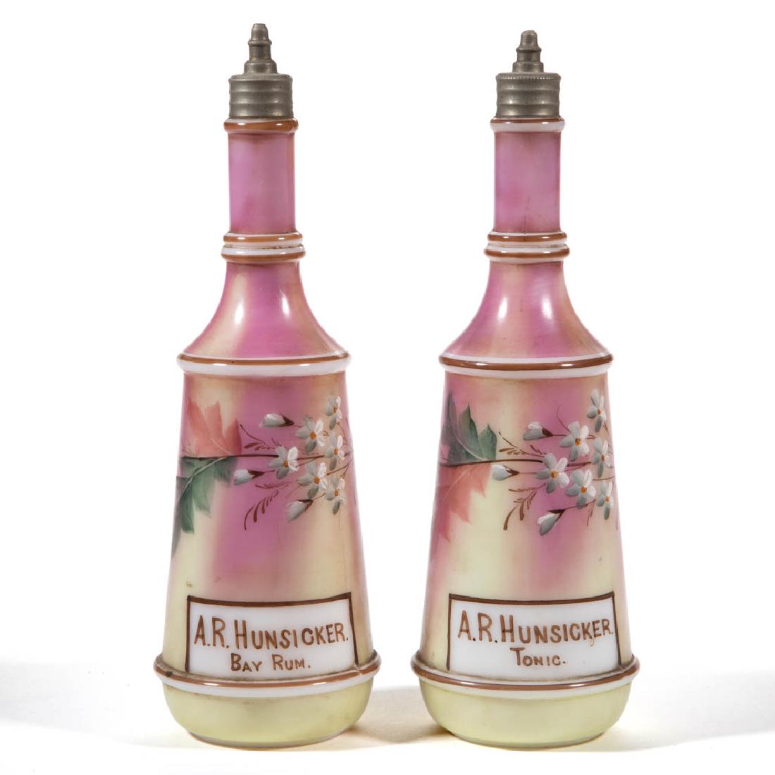 OPAQUE / MILK GLASS PAIR OF BARBER'S / BITTERS BOTTLES (1 of 1)