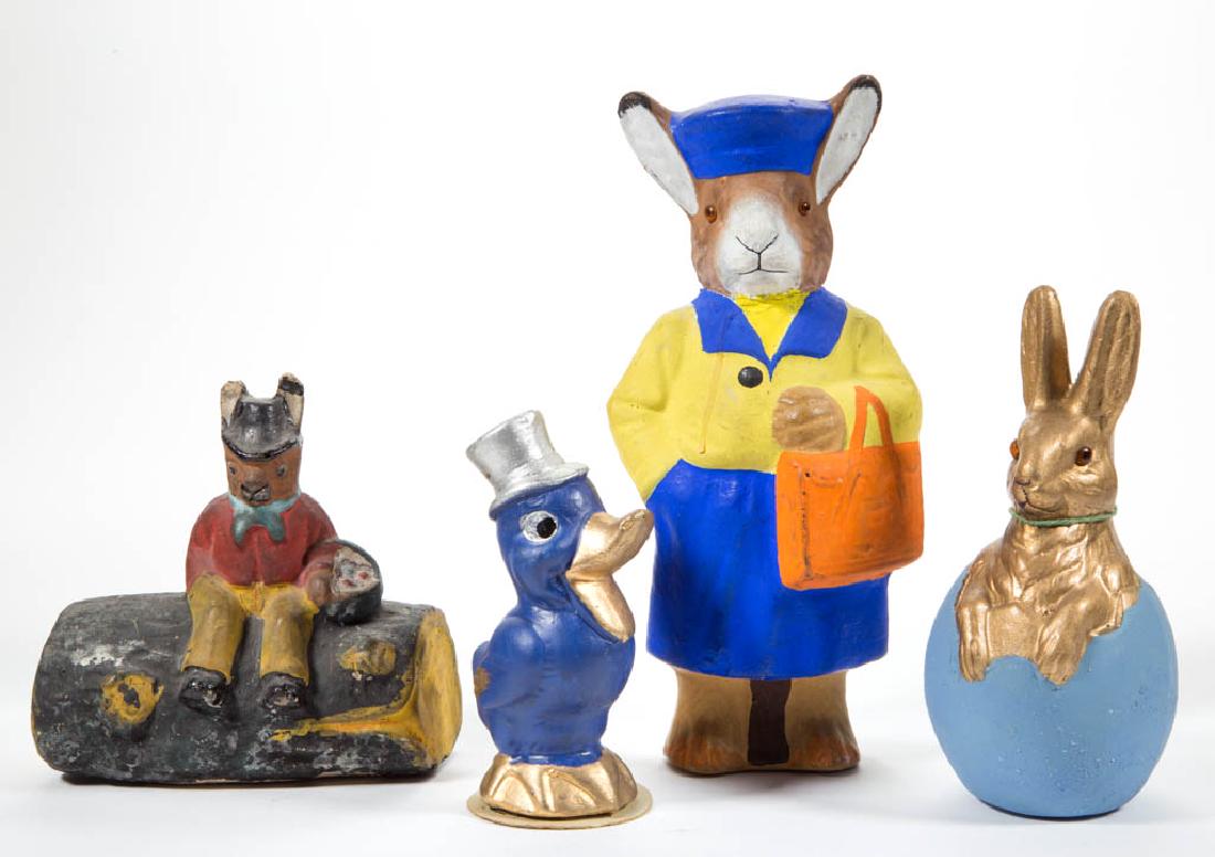 GERMAN COMPOSITION / PAPIER-MACHE ANIMAL FIGURES, LOT (1 of 2)