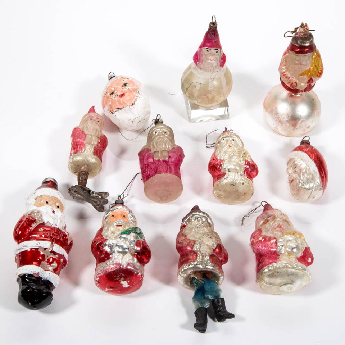 ASSORTED GLASS SANTA CLAUS CHRISTMAS ORNAMENTS, LOT OF (1 of 1)