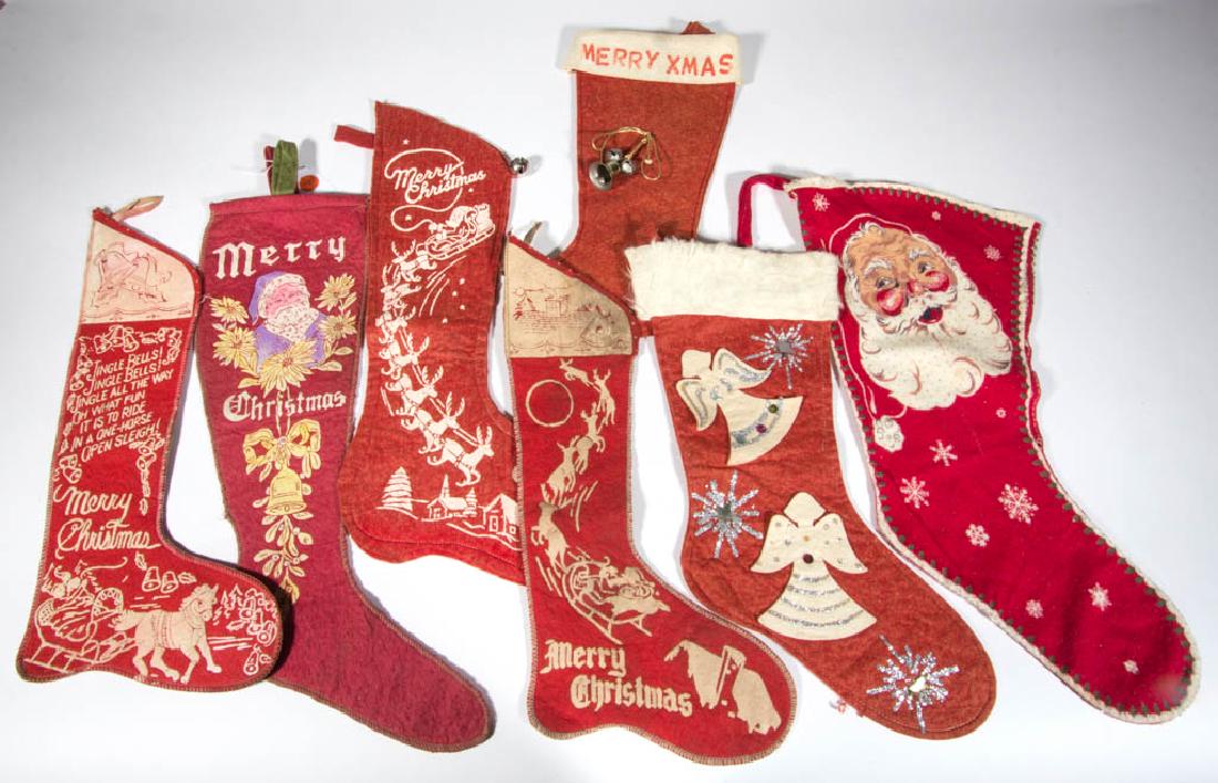 ASSORTED FABRIC CHRISTMAS STOCKINGS, LOT OF SEVEN (1 of 1)