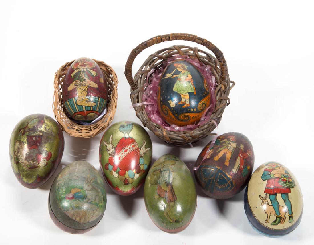 GERMAN LITHOGRAPHED TIN EGGS, LOT OF EIGHT (1 of 1)