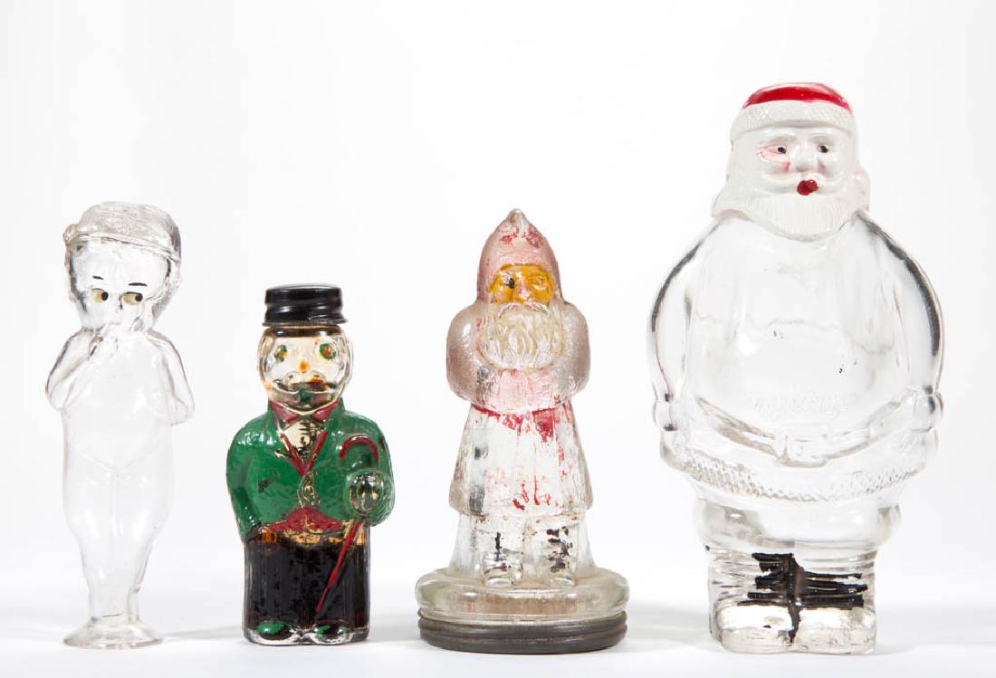 ASSORTED FIGURAL GLASS CANDY CONTAINERS, LOT OF FOUR (1 of 1)