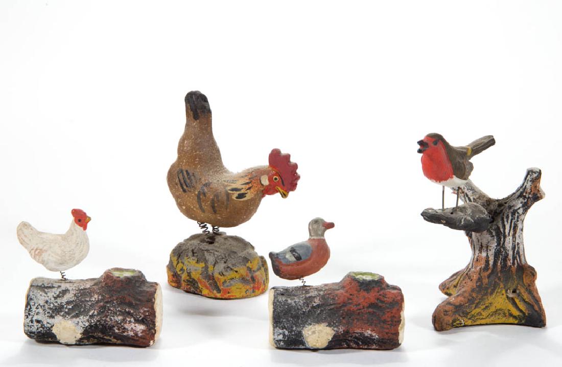 GERMAN COMPOSITION / PAPIER-MACHE BIRD SPRING TOYS, LOT (1 of 1)