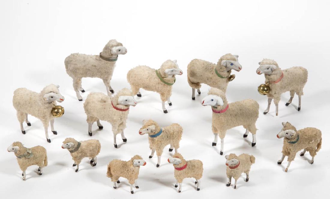 GERMAN COMPOSITION / PAPIER-MACHE AND WOOD SHEEP TOYS, (1 of 1)