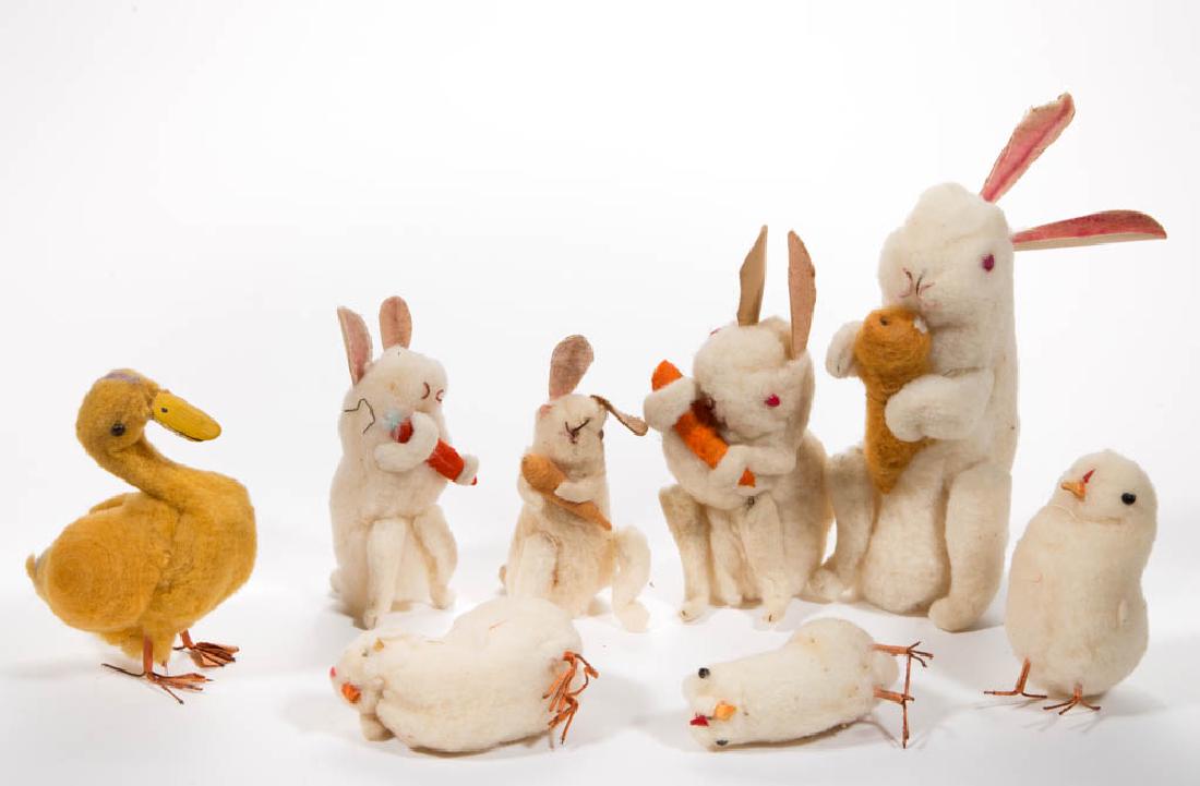 GERMAN COTTON ANIMAL FIGURES, LOT OF EIGHT (1 of 1)