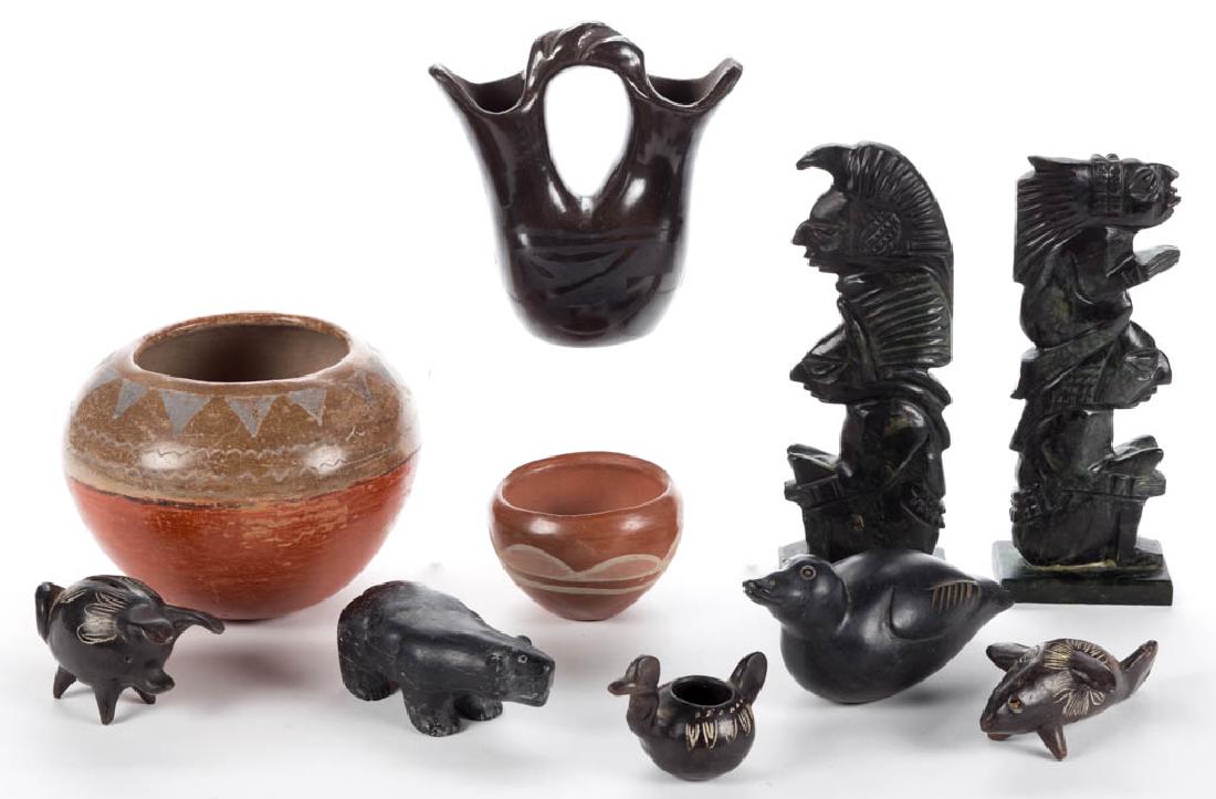 NATIVE AMERICAN AND RELATED POTTERY AND STONE ARTICLES, (1 of 2)