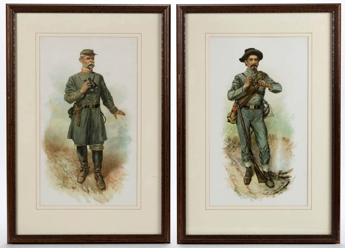 CONFEDERATE CIVIL WAR SOLDIER PRINTS, LOT OF TWO (1 of 3)