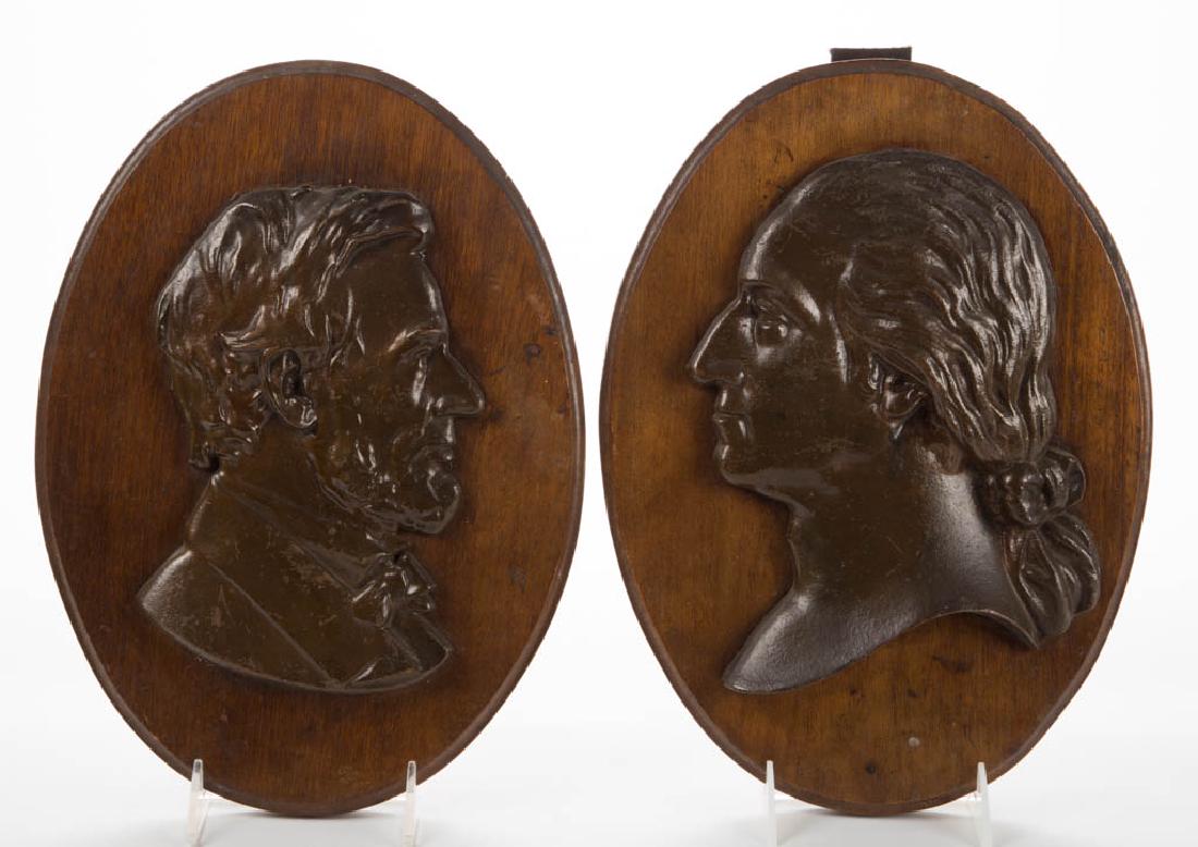 AMERICAN HISTORICAL BUST BRONZE PLAQUES, LOT OF TWO (1 of 1)