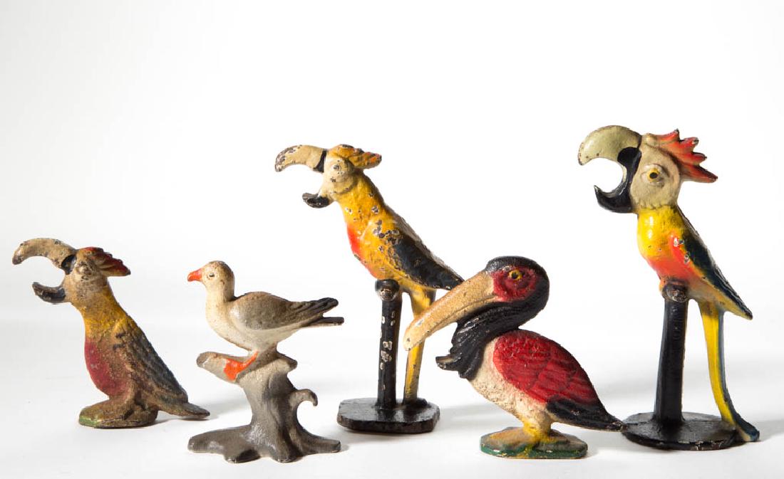 VINTAGE FIGURAL CAST IRON BOTTLE OPENERS, LOT OF FIVE (1 of 1)