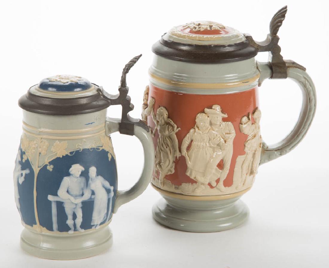 GERMAN METTLACH CERAMIC STEINS, LOT OF TWO (1 of 1)