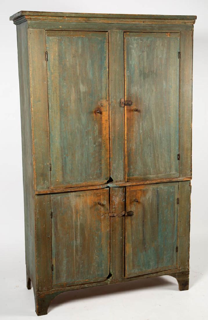 AMERICAN COUNTRY PAINTED PINE FLAT-WALL CUPBOARD (1 of 2)